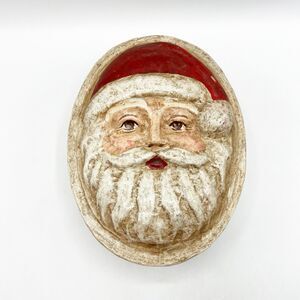 Kurt Adler Santa Claus Papier Mache Box Storage Decorative Oval Vintage 3D *READ
